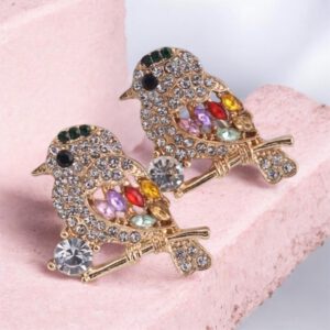 Broche vogeltjes Strass (2 Stuks ) 2.7 x 2.4 cm
