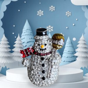 Broche Sneeuwpop Strass Zilverkleurig ( 5.5 x 4 cm )