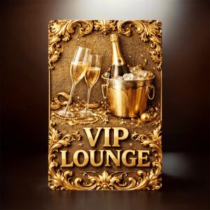 Wanddecoratie Bord ( Metaal ) Vip Lounge ( 30 x 20 cm ) 2D plat model
