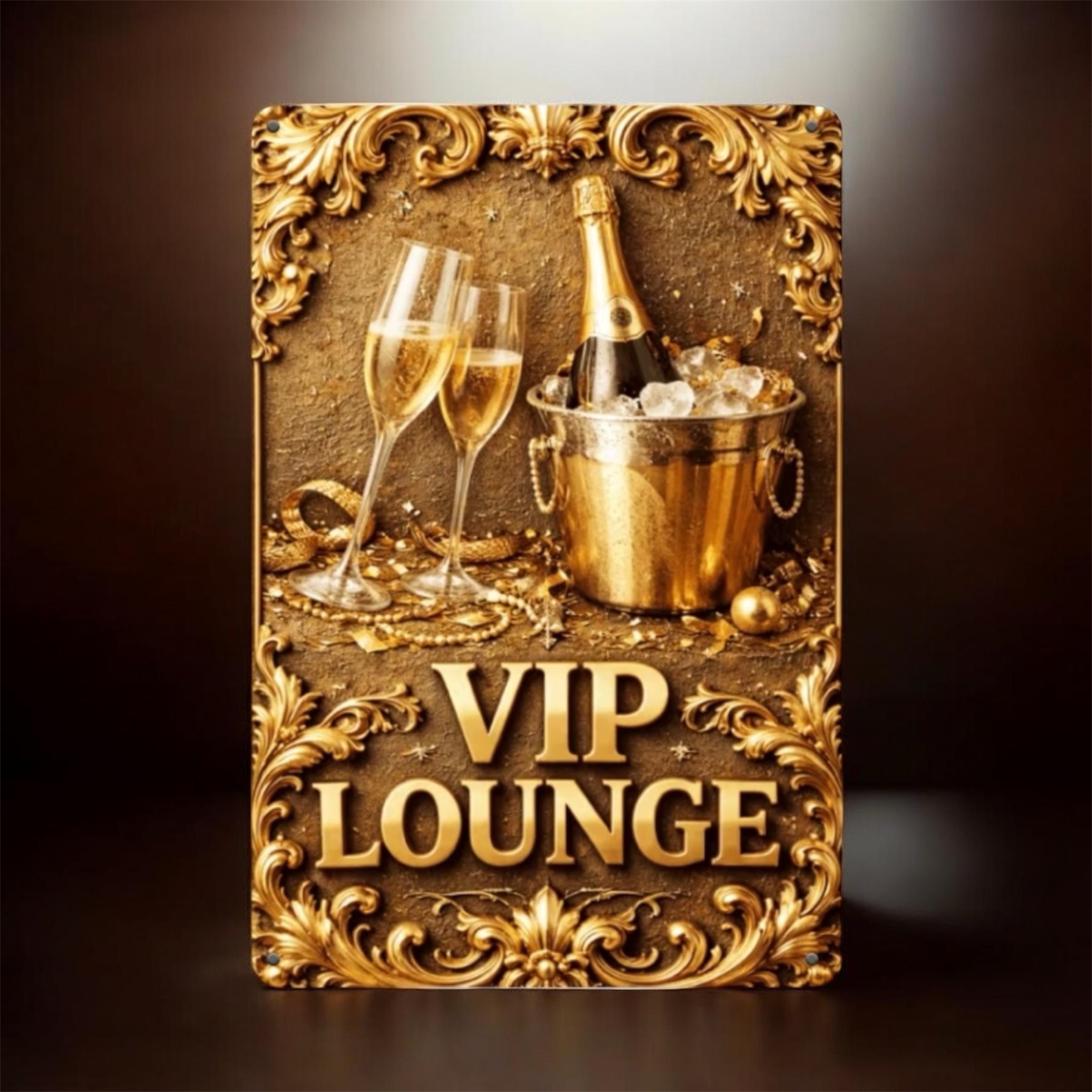 Wanddecoratie Bord ( Metaal ) Vip Lounge ( 30 x 20 cm ) 2D plat model