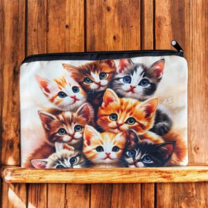 Stoffen Toilettas Katten met rits (make-uptasje, etui of reisetui ) 21 x 16 cm